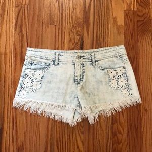 Light wash jean shorts